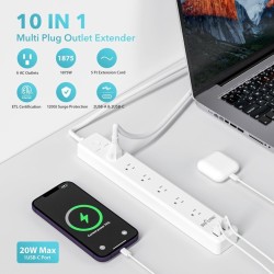 Multitoma Regleta Alimentación 6 Enchufes + Pd 20 + 3 Usb