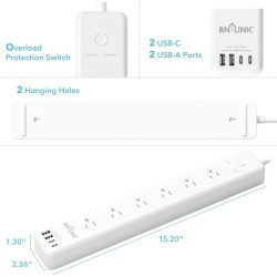 Multitoma Regleta Alimentación 6 Enchufes + Pd 20 + 3 Usb