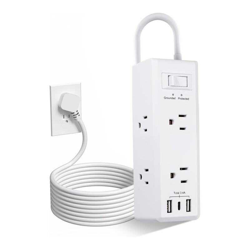 Regleta multitoma Protector sobretensiones pd 20 W, regleta 6 salidas de CA, 3 puertos USB