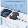 Regleta 10 Enchufes 6AC 4USB C Protector Sobretensión Cable Plano