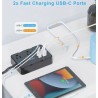 Regleta 10 Enchufes 6AC 4USB C Protector Sobretensión Cable Plano