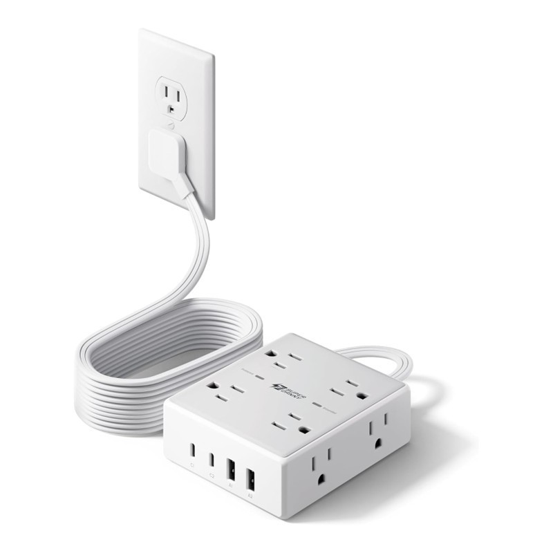 Regleta multitoma Protector sobretensiones 8 salidas y 4 puertos USB (2 USB C)