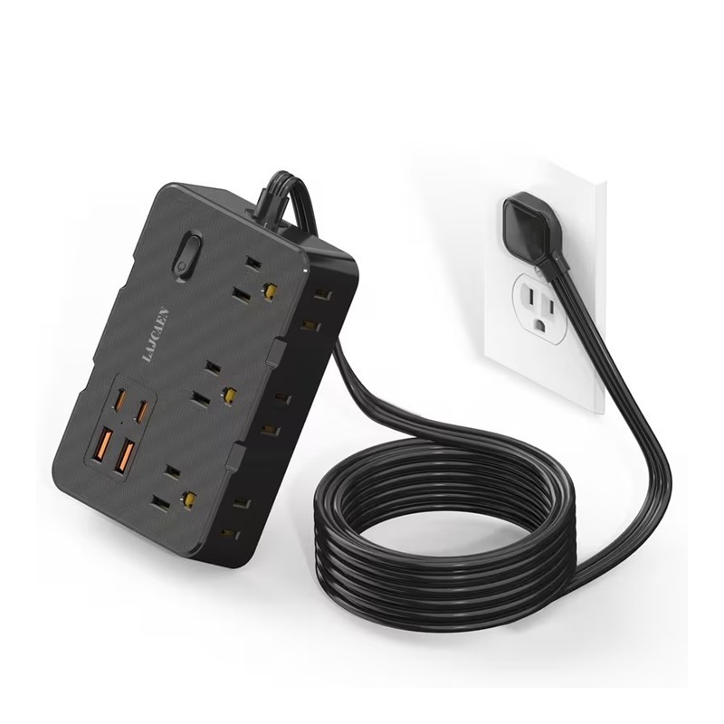 Multitoma Regleta 10 en 1 LAJCAEN 6 Tomas + 4 USB Negra