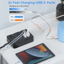Multitoma Regleta 10 en 1 LAJCAEN 6 Tomas + 4 USB Negra