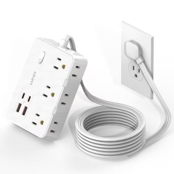 Multitoma Regleta LAJCAEN 10 en 1 Cable Trenzado 3m Blanca