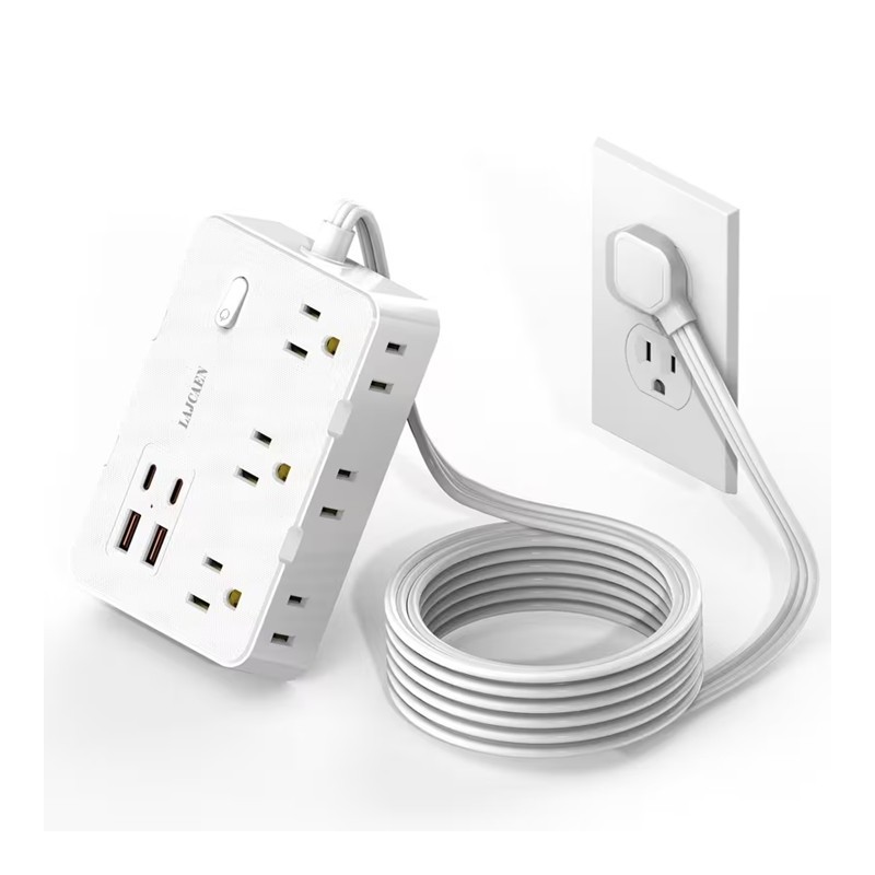 Multitoma Regleta LAJCAEN 10 en 1 Cable Trenzado 3m Blanca
