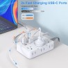 Multitoma Regleta LAJCAEN 10 en 1 Cable Trenzado 3m Blanca