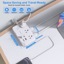 Multitoma Regleta LAJCAEN 10 en 1 Cable Trenzado 3m Blanca