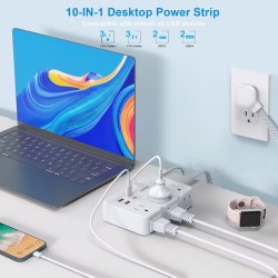 Multitoma Regleta LAJCAEN 10 en 1 Cable Trenzado 3m Blanca