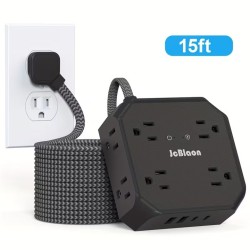 Multitoma Regleta JCBLAON 10 en 1 Cable 15ft 4.5m 4 USB Negra