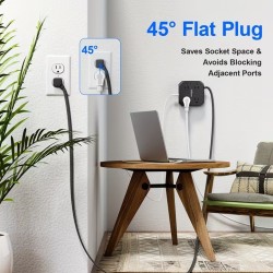 Multitoma Regleta JCBLAON 10 en 1 Cable 15ft 4.5m 4 USB Negra