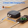 Multitoma Regleta JCBLAON 10 en 1 Cable 15ft 4.5m 4 USB Negra