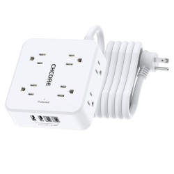 Multitoma Regleta CHCORE 12 en 1 8 Tomas 4 USB 3m 900J Blanca